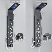 Robinet de douche à lumière LED noire, salle de bains, SPA, Jet de Massage, système de colonne de douche, cascade, panneau de douche de pluie, robinet pulvérisateur de Bidet