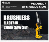 Tronçonneuse électrique sans balais jaune de 8 pouces (20 cm) et 1380 W, outil professionnel pour l'élagage et le jardinage, compatible avec les batteries Dewalt 20 V.