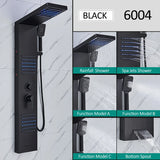 Panneau de douche LED noir, système de tour, cascade de pluie, colonne de douche, Massage hydroélectricité, corps Spa, bain-douche, mélangeur de robinet