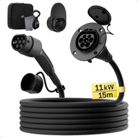 dé Câble d'extension de type 2 pour station de charge Wallbox, chargeur EV, compatible avec toutes les prises de charge de type 2, 11kW, 5m, 10m, 15m, 20m