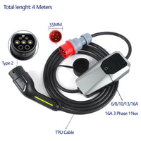 Boîtier de Chargement Électrique pour Voiture, 10 Mètres 4 Mètres, 1 Phase EVSE, Câble Mode 2, 6A-16A