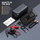 Démarreur de voiture 5 en 1 avec compresseur d'air, booster de batterie auto 1500 A, pompe à air 150 PSI, batterie externe portable et gonfleur de pneus