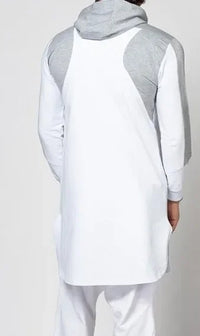 Caftan à capuche pour homme musulman, patchwork, vêtements islamiques, manches longues, style Dubaï, Arabie Saoudite, chemise grande taille 3XL 4XL