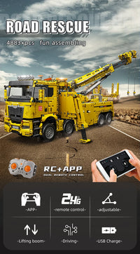 MOLD KING 17028 Voiture technique jouet APP&RC Camion de pompiers motorisé à assembler, modèle réduit en briques de construction, cadeau de Noël pour enfants