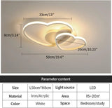 Plafonnier LED à intensité variable, 64W, 4800LM, design en forme de cœur, lampe avec télécommande, 3000-6500K, plafonnier LED moderne