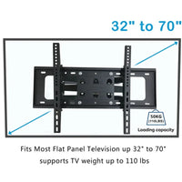 Support mural réglable pour TV, pour écran TV de 32 à 70 pouces, support TV flottant, inclinaison pivotante, support TV horizontal