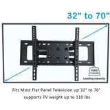 Support mural réglable pour TV, pour écran TV de 32 à 70 pouces, support TV flottant, inclinaison pivotante, support TV horizontal