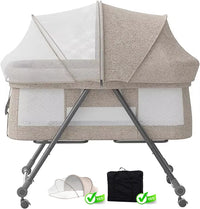 Lit de voyage Baby Grab-and-go avec matelas et roues silencieuses, berceau à bascule convertible, XYT-001