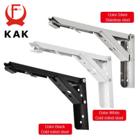 Supports d'étagère pliables KAK (lot de 2) en acier inoxydable robuste, pour un gain de place sur table ou plan de travail. Support de montage facile à monter soi-même.