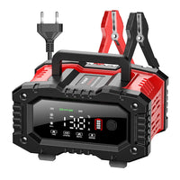 Chargeur de batterie portable 20 A/10 A pour voiture, moto et camion (12 V/24 V), automatique, AGM LiFePO4, plomb-acide, avec fonction marche/arrêt et réparation.