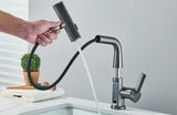 Robinet de lavabo à affichage numérique de température de cascade, pulvérisateur à jet de levage vers le bas, mélangeur d'évier d'eau chaude et froide, robinet de lavage pour salle de bains