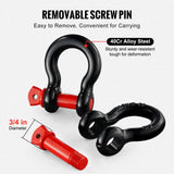 SucceBuy 4 pièces 5/8 "manille à anneau en D 8T 13T crochet de remorquage de résistance de rupture avec goupille de vis 3/4" pour accessoires de remorquage tout-terrain de camion