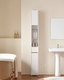Armoire de salle de bain haute SoBuy BZR34 à 5 compartiments, 1 tiroir et portes, blanche, dimensions approximatives : 20 x 180 x 20 cm.