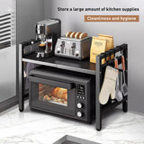 Organisateur d'étagère pour micro-ondes extensible 42-64cm, organisateur de comptoir pour micro-ondes résistant à l'humidité et à la rouille, rangement de vaisselle 1 pièce
