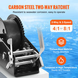 SucceBuy Treuil manuel pour remorque de bateau, manivelle à corde robuste, sangle en polyester et cliquet bidirectionnel, treuil à manivelle manuel