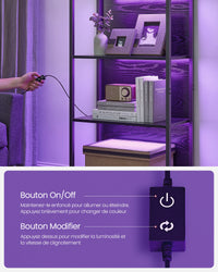 VASAGLE Bibliothèque LED à 6 Niveaux, Étagère à Lumière Réglable, Meuble de Rangement avec Cadre en Acier, 30,3 x 60 x 178,6 cm, pour Salon, Chambre, Bureau