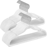 Cintres en Velours, Lot de 30/50, Antiglisse, avec Encoches, Barre pour Pantalons, Crochet Pivotant à 360°, Gain de Place, Épaisseur 0,6 cm, Longueur de 43 cm, Beige Sable/Noir Classique/Gris/Blanc/Rose Clair