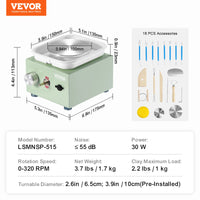 SucceBuy Mini roue de poterie 0-320 tr/min vitesse réglable bassin détachable 2,56 pouces/3,94 pouces 2 platines Art artisanat travail maison bricolage rose