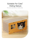 Griffoir pour chat, maison et bac à griffer, griffoir en bois détachable, poteau à griffer en papier ondulé