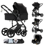 Poussette compacte 3 en 1, combinaison poussette-siège auto, poussette multifonctionnelle haute pour bébé et enfant en bas âge.