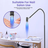 Lampe UV professionnelle sur pied pour ongles, 170 cm, 6 W, 5 niveaux d'intensité, avec interrupteur au pied.