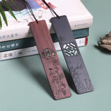 Marque page bois style chinois avec gravures florales