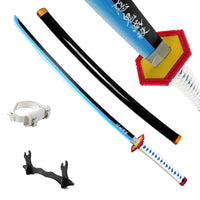 Katana Demon Slayer 41 pouces/104 cm (Tsuyuri Kanao Sanemi Giyuu) en bois bleu, jouet, épée, accessoire de jeu de rôle, personnage, arme