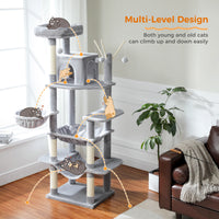 Grand arbre à chat pour grands chats d'intérieur, tour de chat haute pour gros chats avec hamac super grand, arbres grimpant pour chats avec tire à gratter
