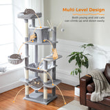 Grand arbre à chat pour grands chats d'intérieur, tour de chat haute pour gros chats avec hamac super grand, arbres grimpant pour chats avec tire à gratter