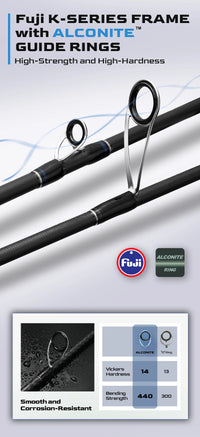 Canne à pêche HANDING Miracle Sensitiv 90 g, canne à pêche légère, blank en carbone 40T, canne casting, anneaux FUJI® A, action rapide