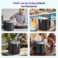 Machine à glaçons Loefme Desktop entièrement automatique en forme de balle, 12 kg/24 h, production de glace rapide, idéale pour un usage domestique, nettoyage automatique.