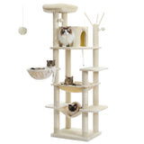Grand arbre à chat pour grands chats d'intérieur, tour de chat haute pour gros chats avec hamac super grand, arbres grimpant pour chats avec tire à gratter