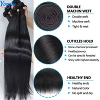 YOCYTU 20 20 20 Pouces Tissage Cheveux Humains 1/3/4 PCS Lot de Tissage Cheveux Humain 12A Tissage Naturel Brésilien Haut Qualité Meche Tissage Humain Hair Raw Hair Bundles 100% Human Hair Livraison 3 Jours France