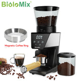 BioloMix Moulin à café électrique à meule automatique, avec 30 vitesses pour moudre l'espresso et le café américain, avec anneau magnétique