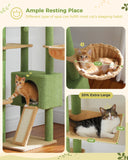 Arbre à chat Cactus du sol au plafond, tour à chat réglable en hauteur avec Hamac confortable pour condote de chat et arbre à gratter, grand arbre d'activité