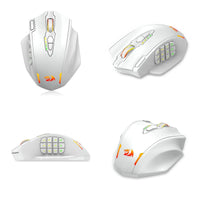 Souris gaming optique Redragon M913, 16 000 DPI, filaire 2,4 GHz et sans fil RGB, 16 boutons programmables, noir et blanc