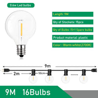 9 M/26 M feston LED Globe chaîne lumière fée LED G40 extérieur pour fête de noël jardin décor guirlande lampe rue Patio arrière-cour
