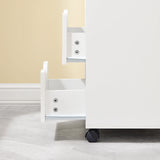 SoBuy FBT105-W table d'imprimante avec 2 tiroirs et 1 porte fichiers armoire rouleau conteneur chariot de bureau chariot latéral conteneur de bureau blanc