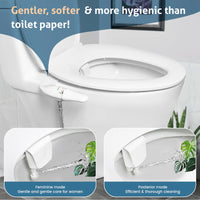 SAMODRA Fixation de bidet ultra mince pour siège de toilette – Double buse, pression d'eau réglable, pulvérisateur de cul non électrique