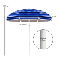 Parasol de plage grande Outsunny Ø180 cm avec angle réglable Protection Uv50+