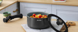 Batterie de cuisine à induction Bezia avec revêtement céramique sain, casseroles et poêles antiadhésives, ensemble 13 pièces avec poignées détachables