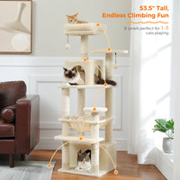 Grand arbre et tour pour chats d'intérieur, avec postes à gratter recouvertes de Sisal, hamac spacieux, perchoirs rembourrés et condos, jouets pour chats