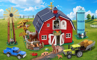 Ensemble de Construction de grange de ferme avec lumière, avec moulin à vent, tracteur, cheval, animaux, grand grange, jouet de Construction, Kit de briques pour adultes et adolescents de 8 ans et plus
