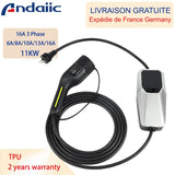 Boîtier de Chargement Électrique pour Voiture, 10 Mètres 4 Mètres, 1 Phase EVSE, Câble Mode 2, 6A-16A