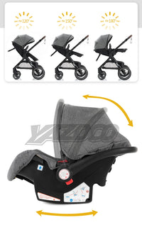 Poussette 3 en 1, poussette à quatre roues, poussette 2 en 1, poussette légère, poussette multifonctions, landau, pouf