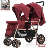 STOCK ue poussettes jumeaux Double enfants deux sièges poussettes chariot pliable vente en gros bébé poussette sièges avant et arrière