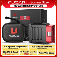 MUCAR BT200/BT200 Pro OBD2 Outil de diagnostic Bluetooth Diagnostic complet du système, réinitialisation de l'huile SAS 15 Scanner OBD 2 pour tous les véhicules Lecteur de codes
