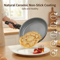 Ensemble de poêles à frire avec revêtement en céramique, ensemble de poêles à induction pour toutes les plaques de cuisson, poignée parfaite, 20 cm, 24 cm, 28 cm