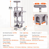 SucceBuy Arbre à chat pour chats d'intérieur Tour à chat avec chat condo Poste à gratter en sisal HamacTop Perche Plateformes de saut Gris foncé
