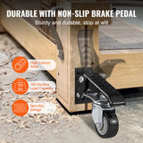 Ensemble de 4 roulettes d'établi SucceBuy 75 kg (165 lb) 6,35 cm (2,5 po) à montage latéral rétractable et pivotantes à 360° pour tables et équipements